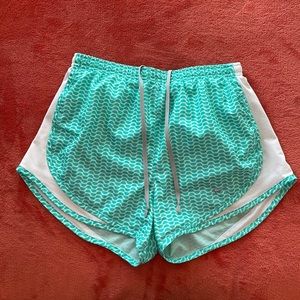 Nike Dri-Fit Athletic Shorts in Aqua Green and White XS